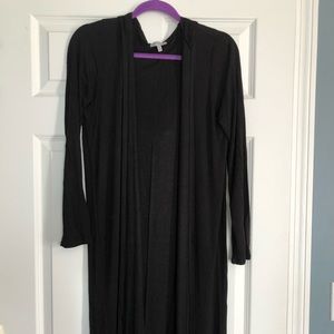 Hooded long open cardigan